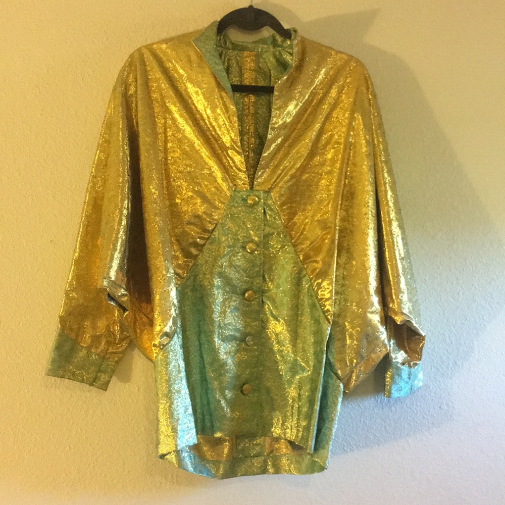 Gold and Turquoise Evening Top - Picture 1 of 4